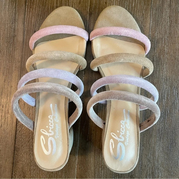 Nude Pastel Suede Strappy Casual Chic Comfy 2” Block Heel Open Toe Sandal Sz 8 - Picture 8 of 11